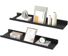 Songmics Sieninės lentynos 3 vnt. 10x40x2,5 cm juodos metalo