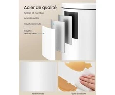 Songmics Šiukšliadėžė 20 L 29x35x46 cm Balta Plienas