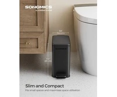Songmics Šiukšliadėžė 29x14.5x29.5 cm Juoda Nerūdijantis plienas