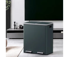 Songmics Atliekų dėžė 60 litrų (2 x 30 L) Pilka