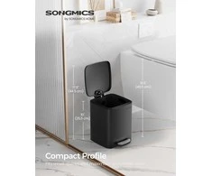 Songmics Šiukšlių dėžė 19.3x23.9x25.5 cm Juoda Plienas