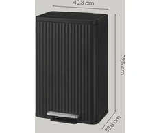 Songmics Šiukšlių dėžė 40.3x33.6x62.5 cm Juoda Plienas