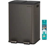 Songmics Virtuvinė šiukšliadėžė su dviem skyriais ir Softclose dangčiu, 2 x 30 l