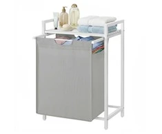 Songmics Skalbinių dėžė su lentyna 65 L plieno ir MDF