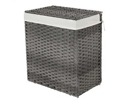 SONGMICS skalbinių krepšys su dangčiu, 110 l, 2 skyriai, 57 x 33 x 60 cm, ULCB52WG