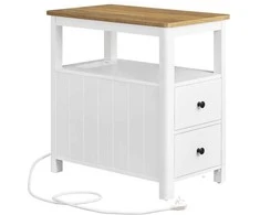 Songmics Staliukas su elektros lizdu ir 2 stalčiais 60x35x60 cm