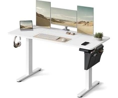 Songmics Stalas su reguliuojamu aukščiu, 140x60x72-120 cm, baltas