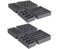 Songmics Stalčiaus organizatorių rinkinys, 32x32x10 cm, pilka