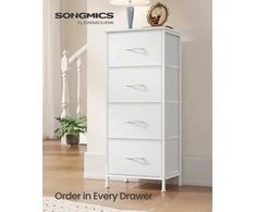 Songmics Stalčių laikymo spintelė 39.6x30x95.2 cm balta medžiaga