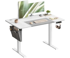 Songmics Stalinė darbo vieta 120x60x72-120 cm Balta-Pilka plienas
