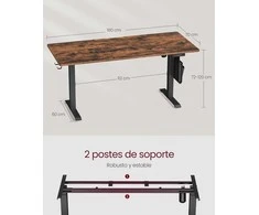 Songmics Stalinė darbo vieta 160x70x71-120 cm Ruda Reguliuojama