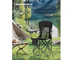 Songmics Stovyklavimo kėdė 97x86,5x51,5 cm Juodas geležis Audinys