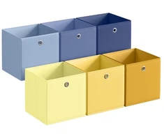 Songmics Saugojimo kubai 6 vnt. rinkinys sulankstomi 30 x 30 x 30 cm spalvingi audiniai