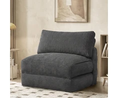 Songmics Išlankstomas miegamasis fotelis su pagalve, švino pilkas, 89 × 89 × 78 cm / 89 × 195 × 43 cm