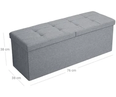 Songmics Suoliukas su atlenkiamu dangčiu 110 cm šviesiai pilkos spalvos