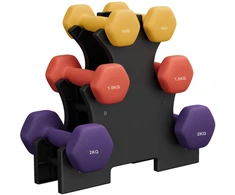 Songmics Svarmenų rinkinys, šešiakampis, 2x1 kg 2x1.5kg 2x2 kg, geltona oranžinė violetinė
