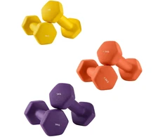 Songmics Svarmenų rinkinys, šešiakampis, 2x1 kg 2x1.5kg 2x2 kg, geltona oranžinė violetinė