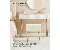 Songmics Tualetinio stalo taburetė 30x40x50 cm balta su daiktadėže