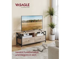 TV staliukas Vasagle 120 cm ilgio televizoriaus spintelė su 2 stalčiais ir 2 atvirais skyriais