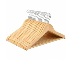 Songmics Vaikiškos drabužių pakabos, 32x1,2x19 cm, natūralios, medinės