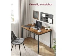 Songmics Valgomojo stalas 70x110x77 cm Rudas ir juodas plienas