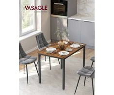 Songmics Valgomojo stalas 70x110x77 cm Rudas ir juodas plienas