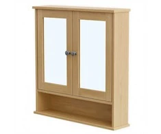 Songmics Spintelė su veidrodžiais 2 durų ir atvira lentyna 13x56,5x58,5 cm