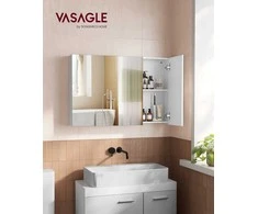 Songmics Veidrodinė spintelė 15x90x60 cm Balta