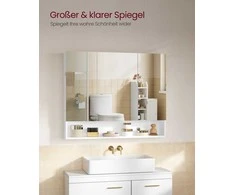 Songmics Veidrodinė spintelė 16,5x90x75 cm Balta Saugykla