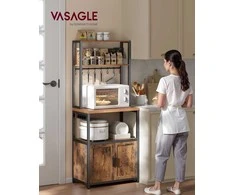 Songmics Virtuvės lentyna 60x40x170 cm Ruda Juoda MDF Plienas