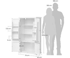 Songmics VASAGLE virtuvės spintelė, aukšta spintelė, virtuvės bufetas, vitrina, bufetas su reguliuojamomis lentynomis, valgomojo spintelė su stalčiais, skirta svetainei ir virtuvei, balta