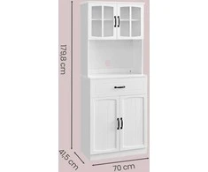 Songmics Virtuvės spintelė 73x41.5x179.8 cm Balta Saugykla