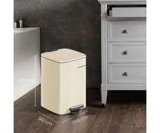 Songmics Šiukšliadėžė iš plieno 20 l smėlio spalvos