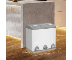 Songmics Virtuvės atliekų dėžė, 3 x 8 litrų, mažos talpos