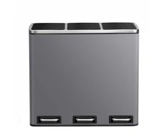 Songmics Virtuvinis šiukšlių dėžė 61.7x35.2x56.4 cm Pilkas plienas