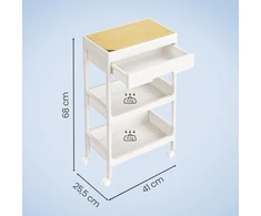 Songmics Vežimėlis su stalčiumi, balta-ąžuolo