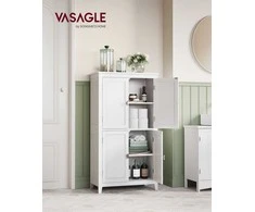 Songmics Vonios kambario grindų spintelė 60x30x110 cm balta MDF