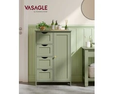 Songmics Vonios kambario laikymo spintelė 55x30x82 cm žalia MDF
