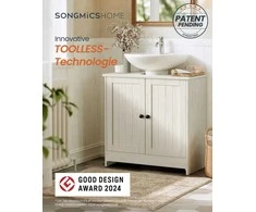 Songmics Vonios spintelė 60x30x60 cm Balta MDF