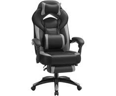 Songmics Žaidimų kėdė 69.7x72.4x121-133 cm Juoda Reguliuojama