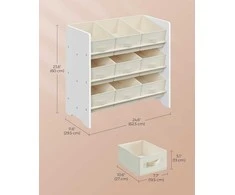 Songmics Žaislų organizatorius 62,5x29,5x60 cm baltas audinio laikymas