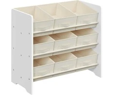 Songmics Žaislų organizatorius 62,5x29,5x60 cm baltas audinio laikymas