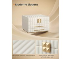Songmicshome SONGMICS HOME ANAH kolekcija - Papuošalų dėžutė su veidrodžiu 3 lygių drumstai balta