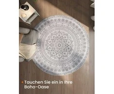 SONGMICS HOME Apvalus kilimas 160 cm skersmens Boho stiliaus balandžio pilkos spalvos