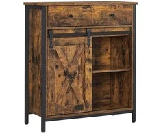 Songmics Vasagle Industrinio stiliaus šoninė spintelė su stalčiumi