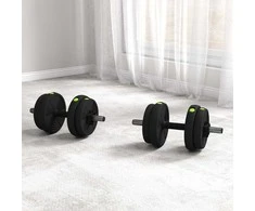 Sportnow 2-in-1 hantelių rinkinys, 15 kg reguliuojamų hantelių rinkinys su 8 svorio plokštelėmis