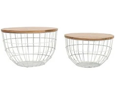 Stalo rinkinys, Avola, 66x66x40.5 cm, 76x76x48.5 cm, Baltas