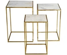 Stalo rinkinys, Avola, 35.5x35.5x56 cm, 40.5x40.5x61 cm, 46x46x66 cm, Auksinis