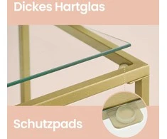 Songmics VASAGLE staliukas iš grūdinto stiklo, konsolinis staliukas, sofos staliukas