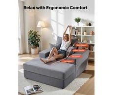 Sofa VEVOR Pilka šezlonginė kėdė su pagalvėmis